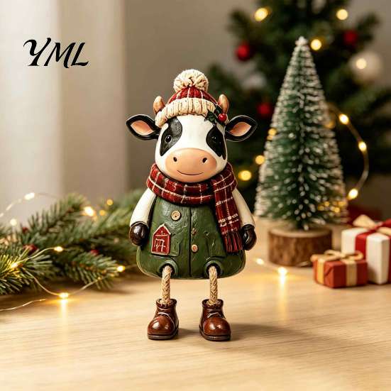 Decorative Fireplace Mantel Figures Christmas Shelf Sitter Figurines, Retro Farm Animal Hanging Leg Decor, Farmhouse Style Holiday Decor Ornaments for