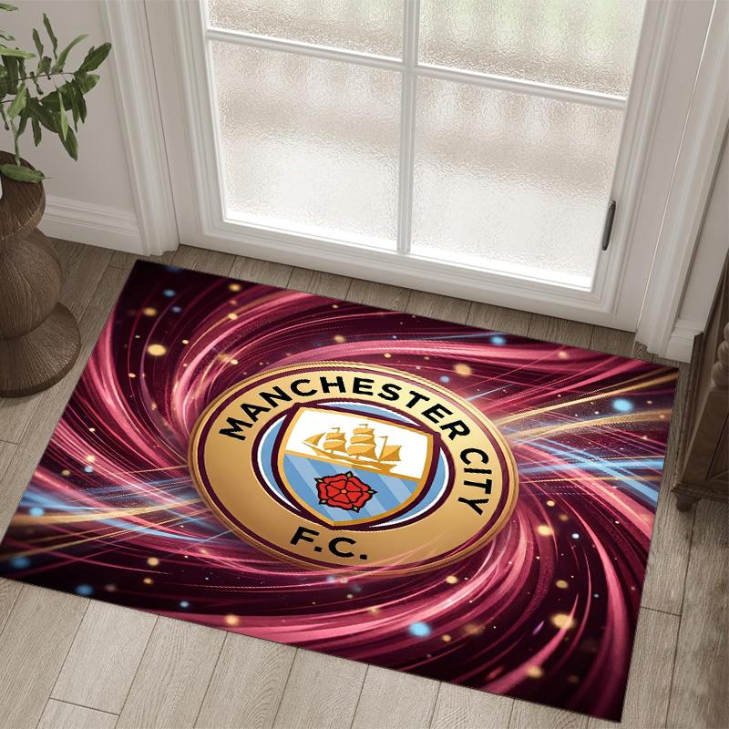 Manchester City Design Crystal Velvet Carpet Cozy Non?Slip Printed Rug For Bedroom Living Room Entrance