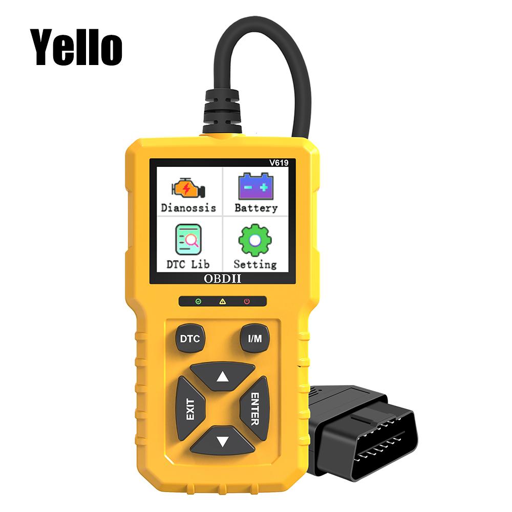Code Reader Car Diagnostic Tool Battery Tester Clear/Erase Codes Check Engine System Multi-language V619 OBD2 Scanner
