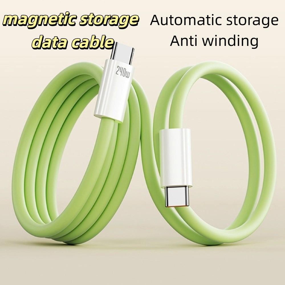 Magnetic Type C Silicone Data Cable Anti Winding USB To Type C Charging Cable  Phone Charging