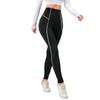 High Waist Black Yoga Leggings Women With White Side Stripe Slim Fit Athletic Workout Pants