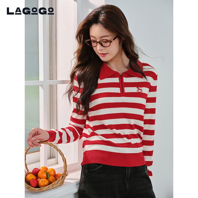 LAGOGO 2026 Spring Embroidered Lapel Long Sleeve Top M
