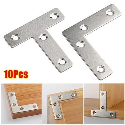 10Pcs 40/50/60/80mm Angle Bracket Flat Fastener T-type L-type Connection Plate Stainless Steel Fixed Corner Bracket