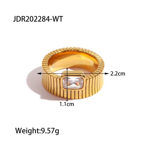 Youthway Wasserdicht 18K Goldfarbe Geometrischer Edelstahl Glatter Dicker Sternring Bijoux Femme Neuer Zirkon