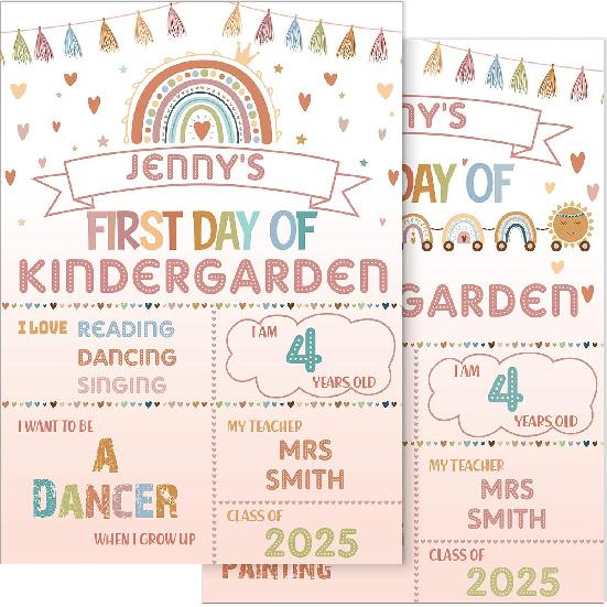 First Day and Last Day School Board Boho Back to School Sign School Chalkboard First Day Photo Prop Sign Rainbow 1st Day Chalk Board for Kids