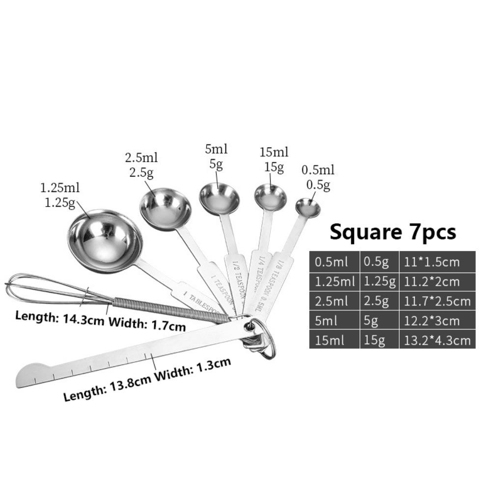 With Scale Measuring Spoon Set Stainless Steel Kitchen Measuring Cup  Seasoning Measuring
