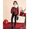 Women's Winter Petite Padded Jacket with Large Fur Collar