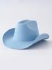 Unisex Plain Felt Western Cowboy Hat, European-American Style, Wide Brim, Curved Top Hat