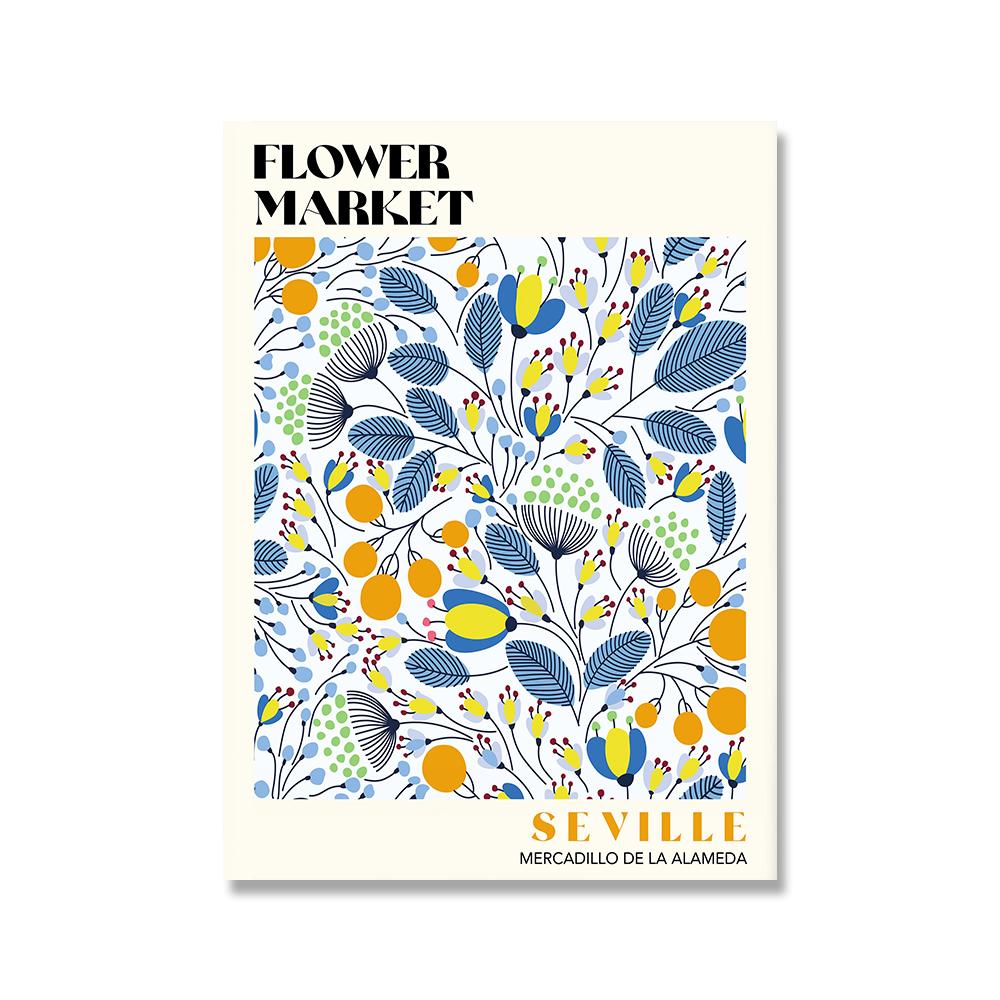 Abstract Colorful Flower Market Wall Art Canvas Painting Nordic Posters And Prints Wall Pictures For Living Room Home Decoration