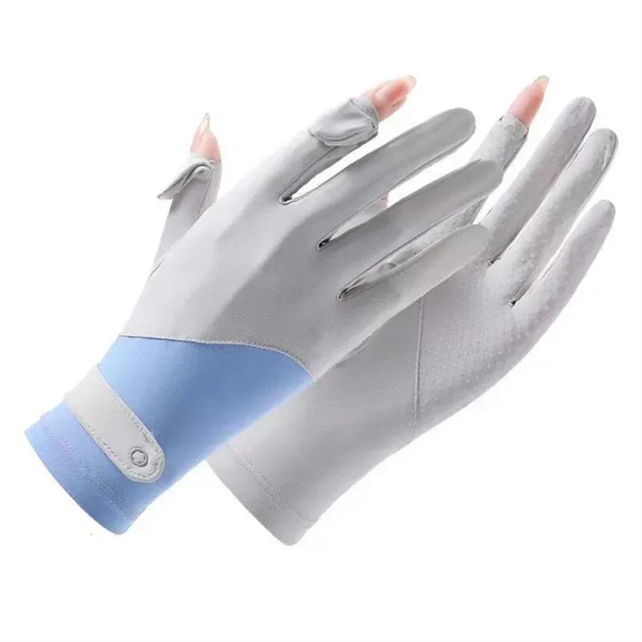 Women UPF 50+ Sun Protection Gloves, Breathable Ice Silk Gloves with Flip Touchscreen Fingers, Anti-Slip for Driving, Cycling, Outdoor