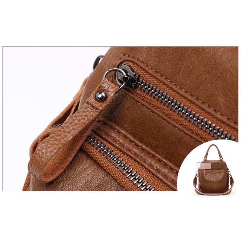 3in1 Retro Genuine Leather Women Backpacks Soft Cowhide Small Backpack Natural Leather Shoulder Crossbody Bag Commuting Daypack