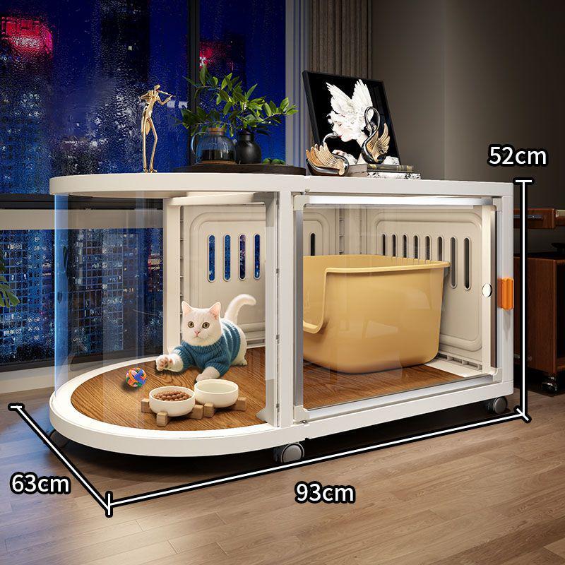 Spacious All-Season Cat Villa: Indoor Cabinet, Bed, Toilet, and Cage