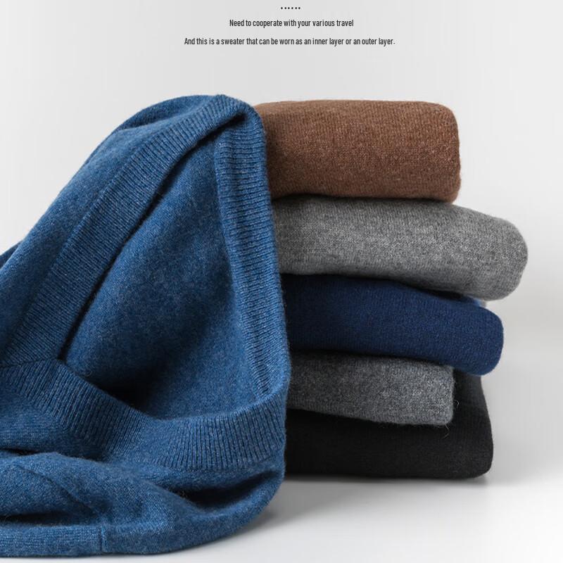 Hengyuanxiang Men's 100% Pure Wool Turtleneck Sweater
