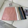 Women's Green PU Leather High Waist A-line Mini Skirt - Autumn/Winter Petite Fashion