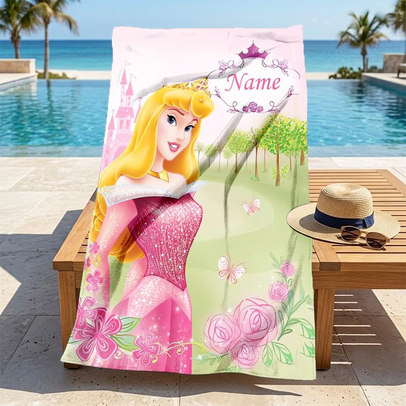Custom Name Princess Garden Stylish Digital Printing Beach Towel Quick‑Drying Absorbent Blanket for Beach Pool Gym Travel