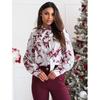 Camisa de manga larga con lazo y estampado sencillo de primavera para mujer
