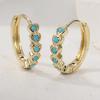 Exquisite Heart-shaped Synthetic Turquoise Inlaid Hoop Earrings for Women Elegant Banquet Festival Golden Plated Jewelry