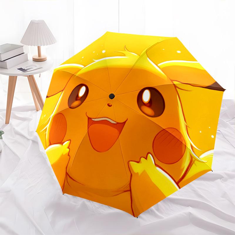 Pikachu-Muster, automatischer Klappschirm, tragbares und faltbares Design, 8 Rippen, ein Weihnachts- oder Geburtstagsgeschenk.