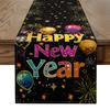 1pc, Colorful Balloons 2025 Happy New Year Table Runner, Seasonal Winter Kitchen Dining Table Decoration for Home Party Outdoor