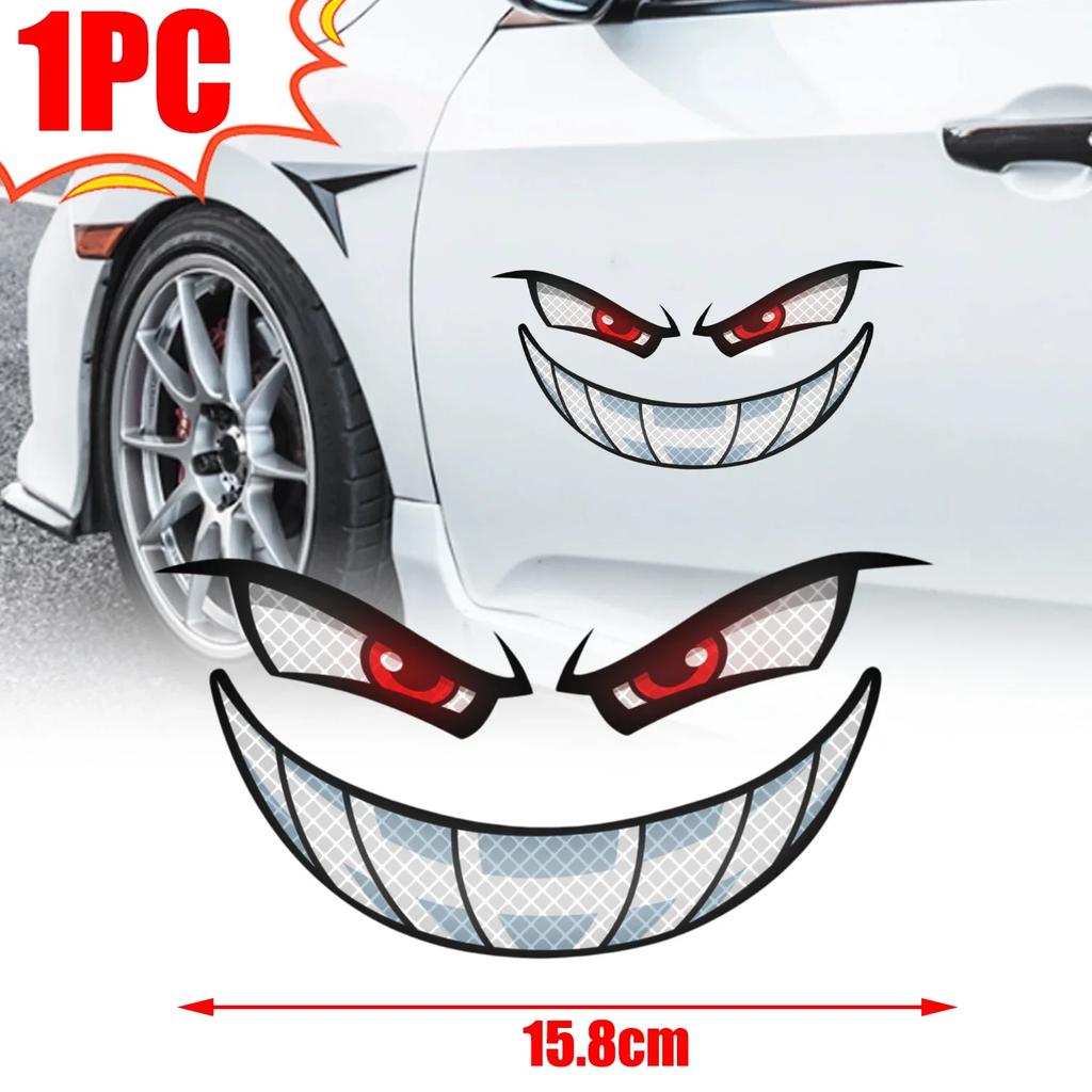 3types Car Night Light Safety Reflective Stickers Devil's Eyes Reflective Warning Stickers Auto Decoration Exterior Accessories