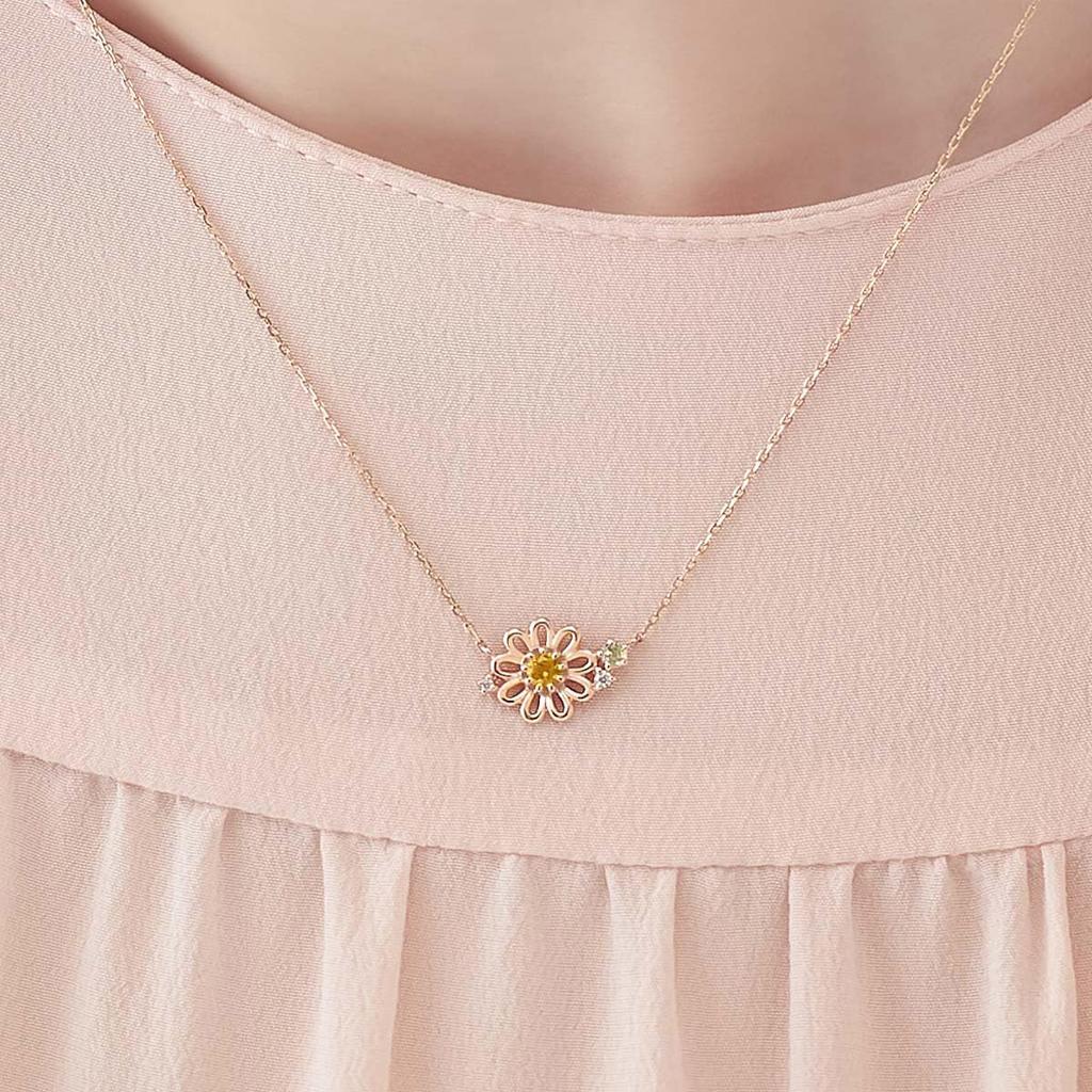 Canal Official Birth Silver Daisy Birthday Gift for Jewelry Case 152434021002 4.0C [February Flower] Necklace, Women, Included,