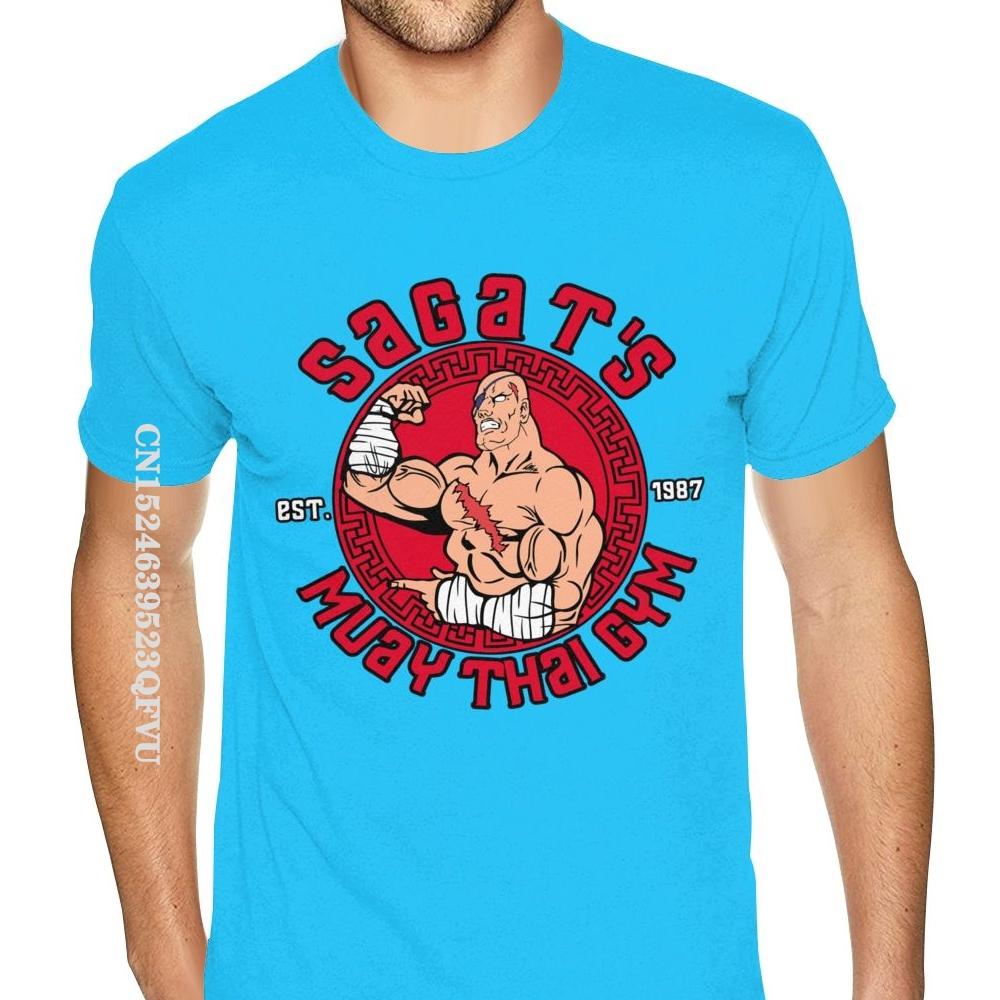 80s Sagat Muay Thai Gym Shirt Oversized Anime Tshirt Men HipHop Print Cotton Male's Harajuku Black T-Shirts Camisa Streetwear