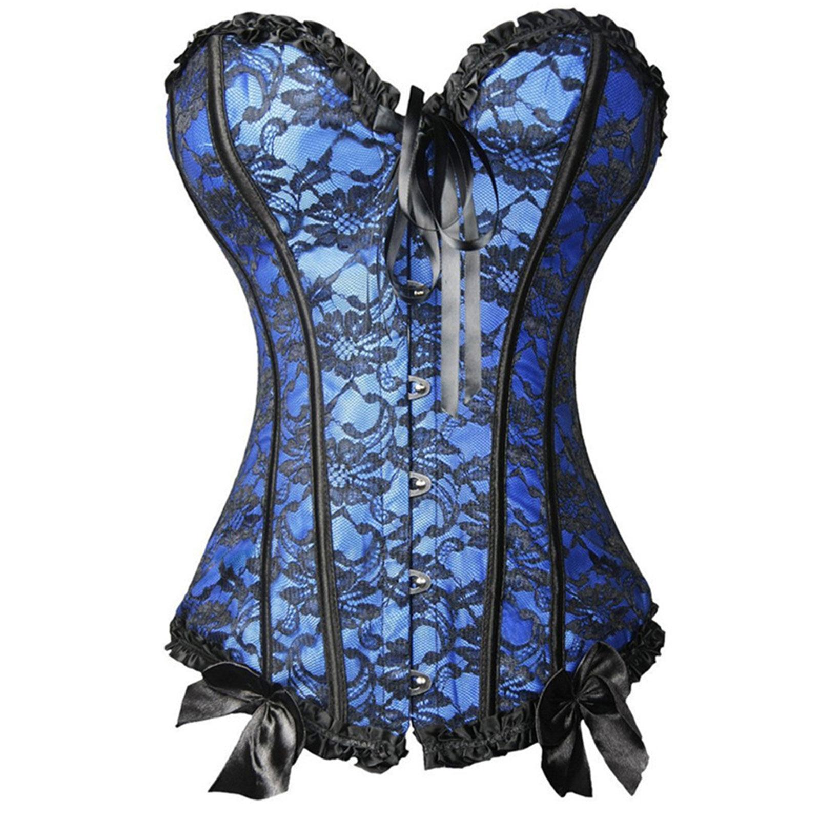 

Corset Bustier Lingerie Bodyshaper Top Overbust Corset Sexy Corselet Corsets and Bustiers Tops Multi Colors Gothic L синий