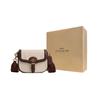 Coach Amelia 17 Logo Snap Closure Canvas And Smooth Leather Saddle Bag Women Saddle Bag Gold Multicolor CR257-IMNAM