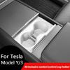 Center Console Cup Holder Inserts For Tesla Model 3 2024-2026 Highland Model Y 2026 Juniper Center Console Liner Coasters Mat