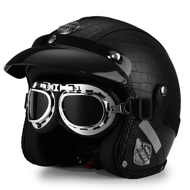 Retro Crown Prince Pedal Motorcycle Helmet Men's and Women's Four Seasons Cycling Motorcycle Electric Car Three-quarters Helmet