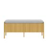 Shoe Bench, Storage Bench, Seating Cabinet, Side Panels with Rattan Weave, 2 Drawers, Color: Natural, Dimensions: 113 × 45.5 × 40 cm
