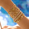 Classic Design 18K Gold Plated Geometric Oval Circle Zircon Chains Bracelets for Women Stainless Steel Waterproof Wrist Jewelry