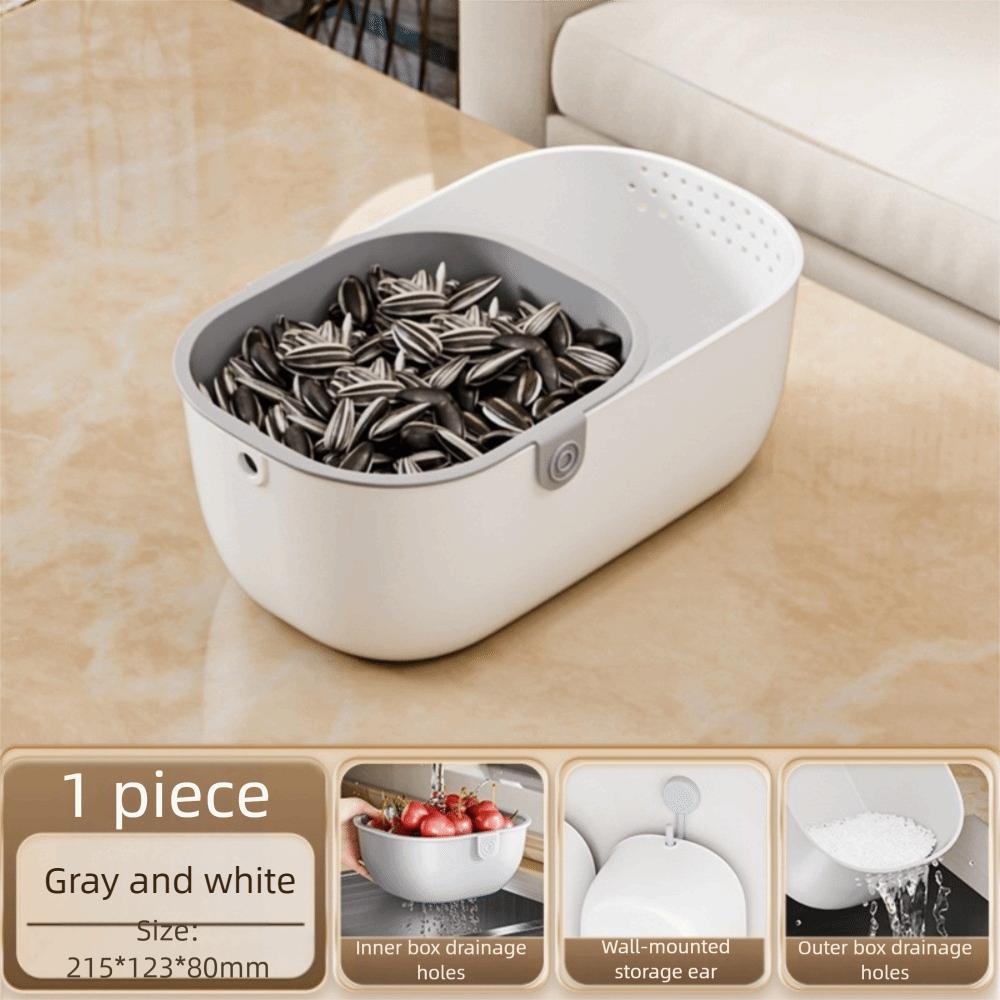 

Double Layer Fruit Drain Basket Large Capacity Household Fruit Box Multifunctional with Drain Tray Dried Fruit Container сірий