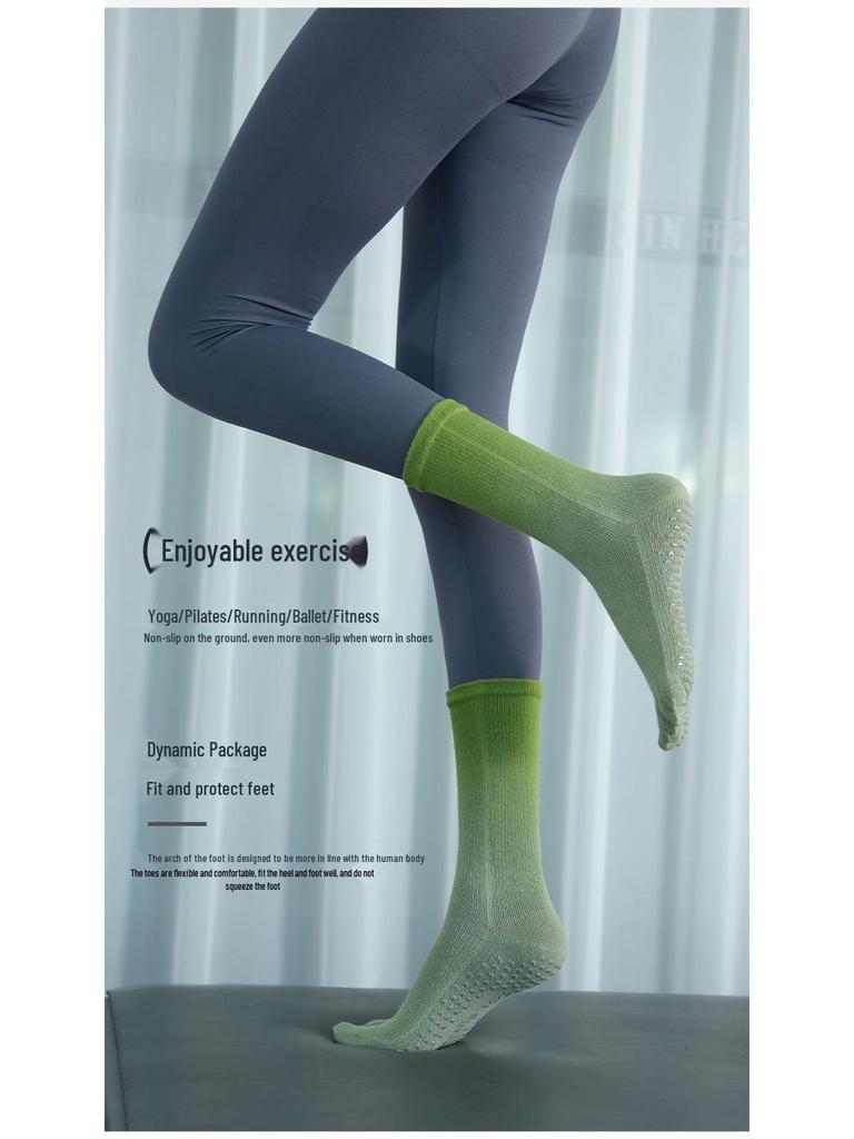 Verlaufende Rutschfeste Wadenlange Zehenspreizer Yoga Socken - Herbst/Winter Schweißabsorbierend Sportlicher Stil.