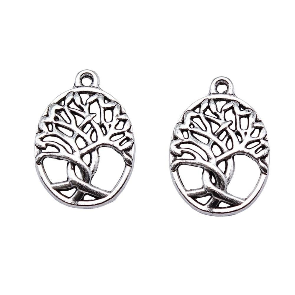 Charms Round Tree Of Life Pendants Vintage Jewelry Supplies QC109