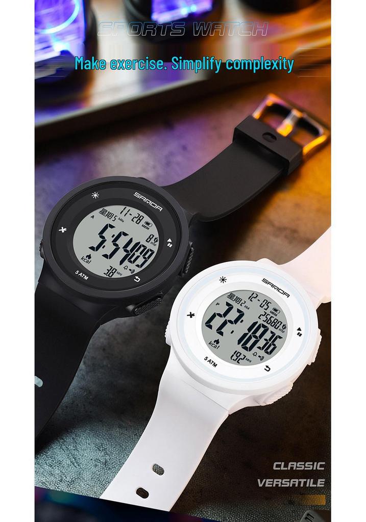 Sanda Multifunctional Waterproof Sports Watch with Pedometer and Calorie Tracker