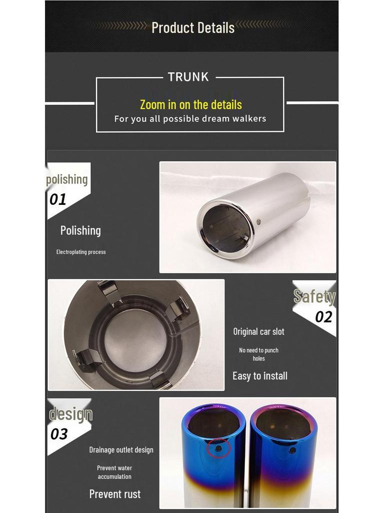 Golf 13, Lavida, Beetle, Scirocco, and New Bora Direct-Plug Car Exhaust Tailpipe