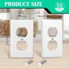 Hoteam 50 Pcs Duplex Wall Plates Kit Electrical Outlet Cover 4.50 x 2.76 Inch Home Standard Size 2 Gang Receptacle Covers Polycarbonate Thermoplastic