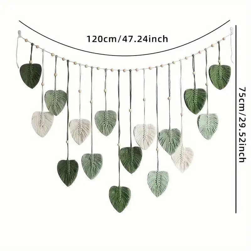 Boho bytové dekorace, makramé tapiserie makramé list peří nástěnná dekorace do obývacího pokoje ložnice, boho nástěnné umění bytové dekorace