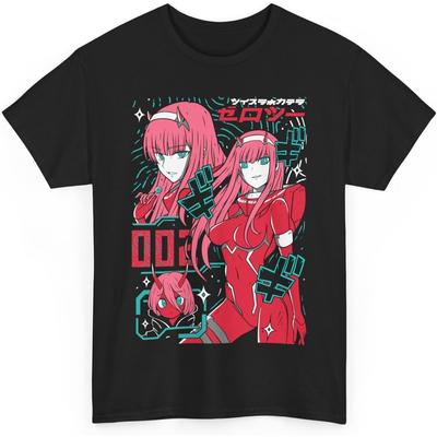 Darling In The Anime FranXX Zero Two T-Shirt Merch Casual Short Sleeved Shirt Tee M-1