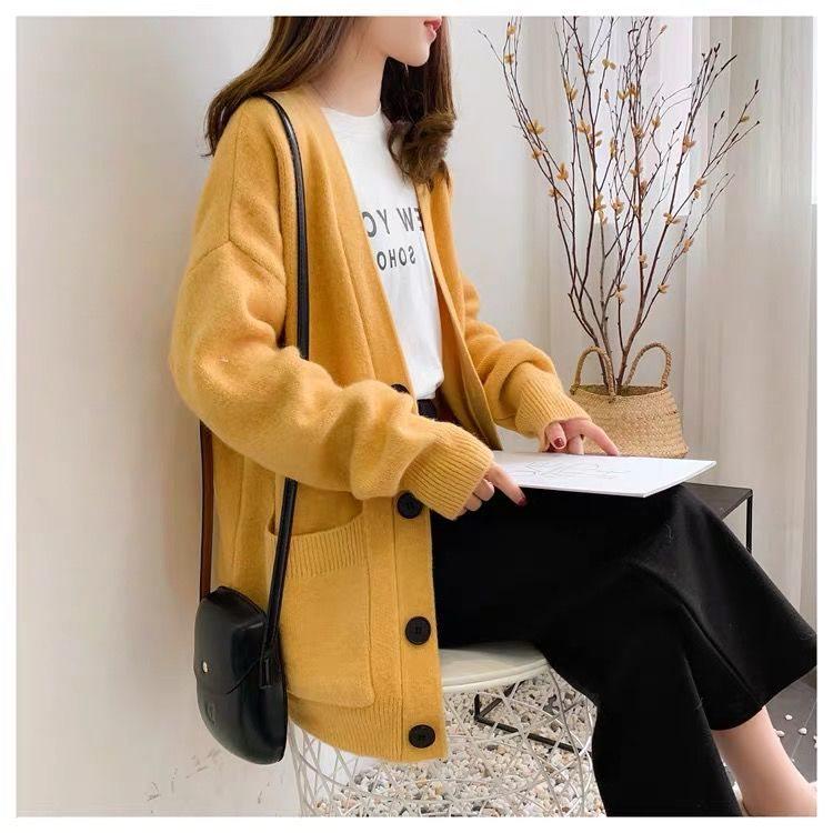 Women's Korean-Style Loose Knitted Cardigan - Early Spring Plus Size, Celebrity-Inspired
