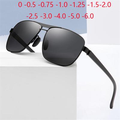 TR90 Anti-Glare Driving Sunglasses for Men Metal Frame Myopia Eyeglasses 0 To -6.0 Short-sight Correction