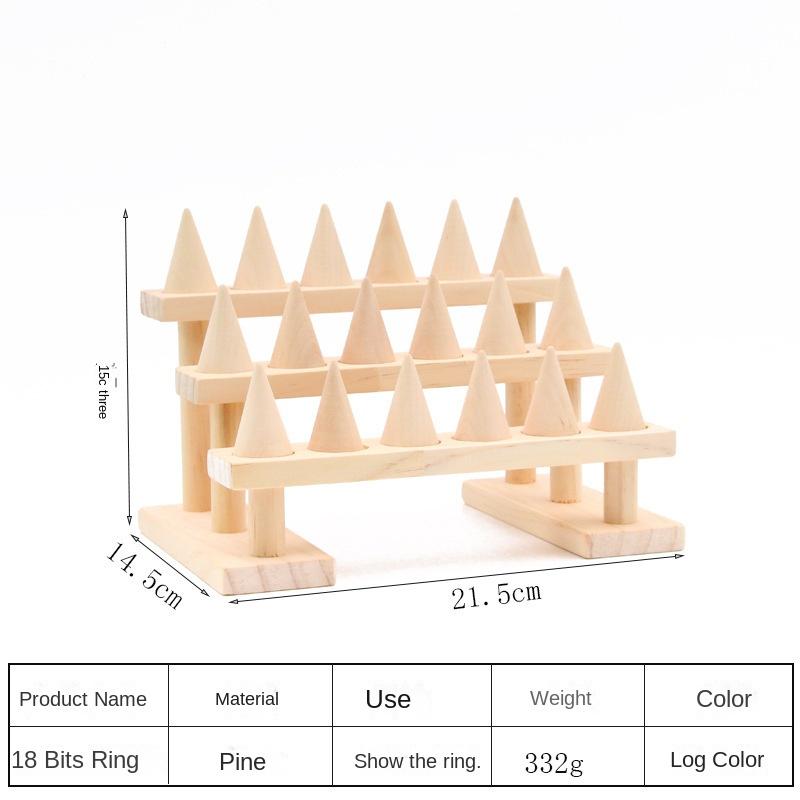 Simple solid wood cone ring display rack jewelry rack ring rack display jewelry rack live stream stall props