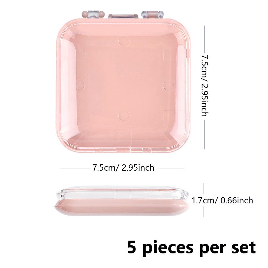 5Pcs Transparent Pink Storage Box, Nail Art Display Case for Fake Nail Tips Organizer Press-on Nails Packing Box