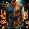 Men's Halloween Printed Neck Lightweight Long Sleeve T-Shirt for Casual Wear