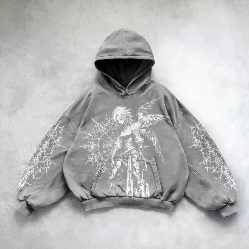 Herren Übergroßes Kapuzensweatshirt Mit 3D-Göttinnen-Print Locker Geschnitten Lässiger Langarm-Pullover