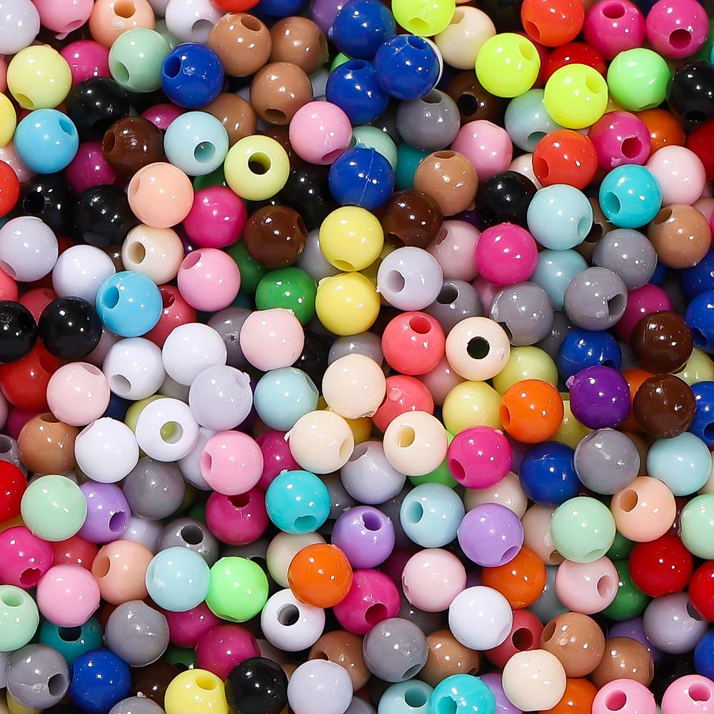10g/lot 4mm Multicolor Acrylic Round Shape Loose Spacer Beads for Diy Handmade Necklace Earring Jewelry Making Accessories