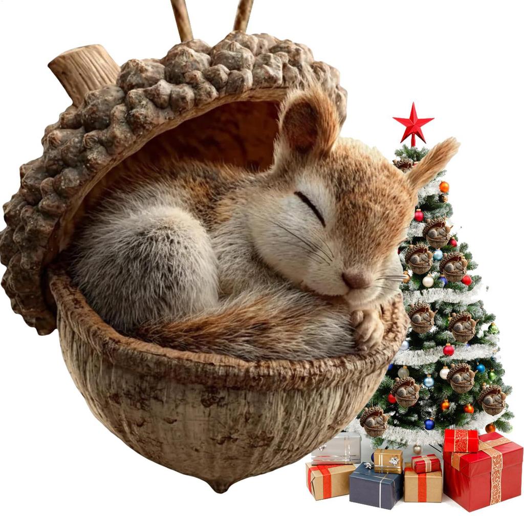 Tierische Weihnachtsanhänger 2D Niedlicher Weihnachtlicher Hängender Acryl-Anhänger Tier Fuchs Eule Eichhörnchen Igel Hase Wildtier-Ornamente