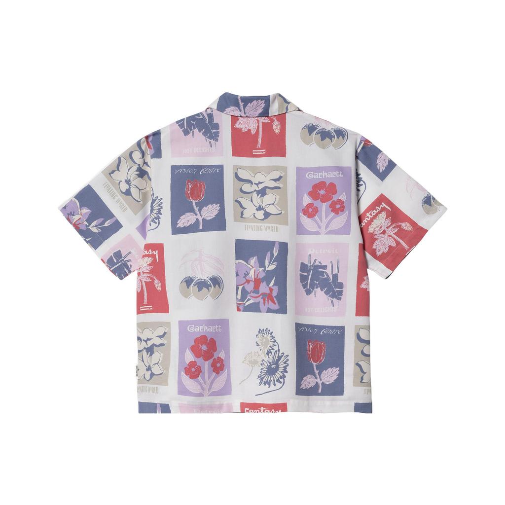 Carhartt WIP Womens S/S Verdanta Shirt White Floral Print Cuban Collar Shirt Women shirts I030049-0RZ-4G