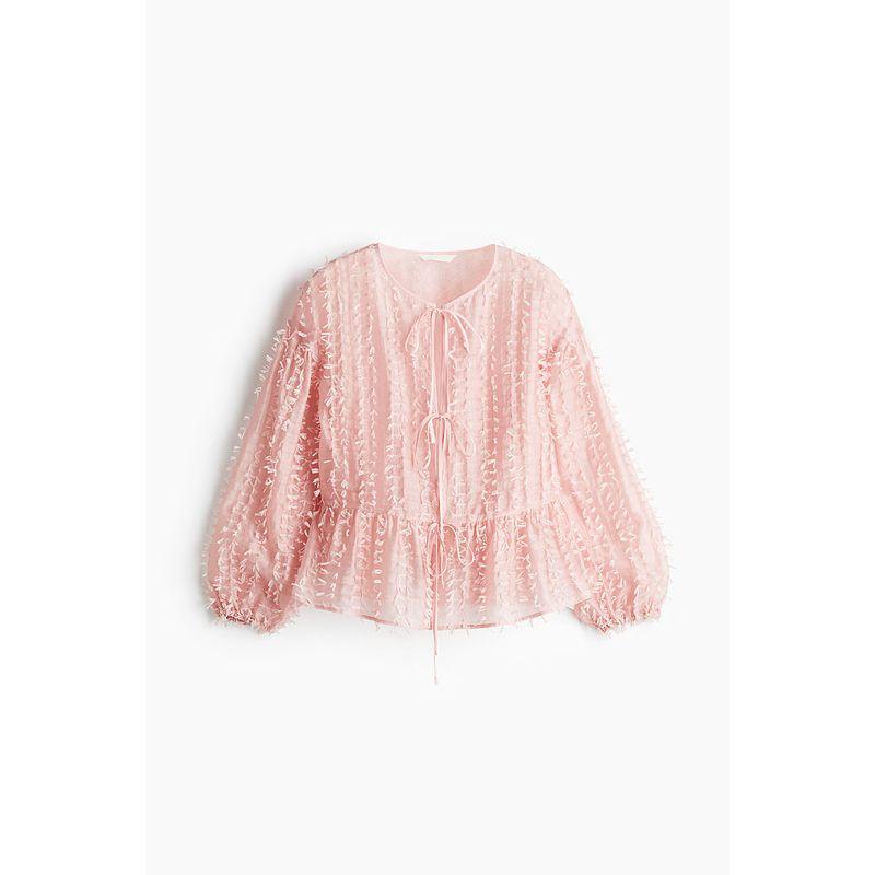 

HM Women clothes Shirts Autumn New Formal Dress Dot Tulle Top 1270125 Light pink 155/80